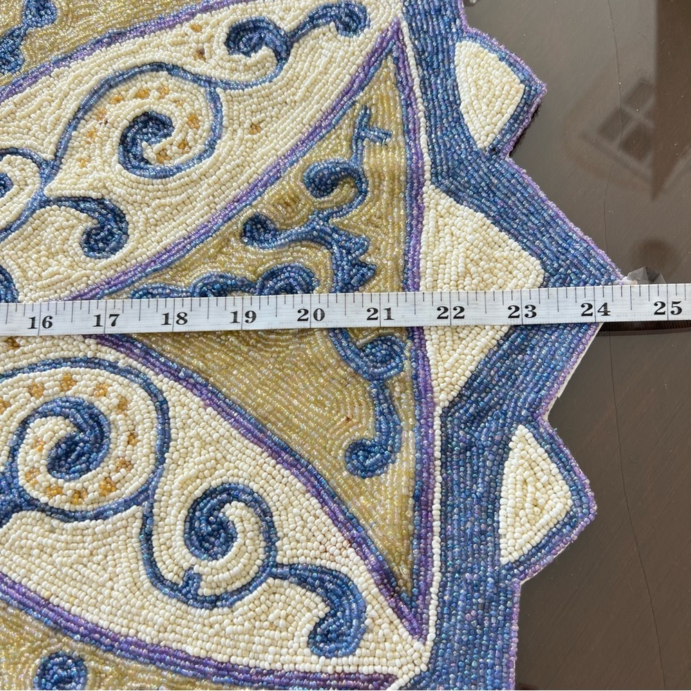 Handmade Blue White Floral 100% Glass Beads Placemat Charger Table Center Piece - Picture 15 of 15